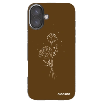 Picasee silikonski prozorni ovitek za Apple iPhone 16 Plus - Brown flowers