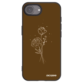 Picasee silikonski črni ovitek za Apple iPhone 16e - Brown flowers