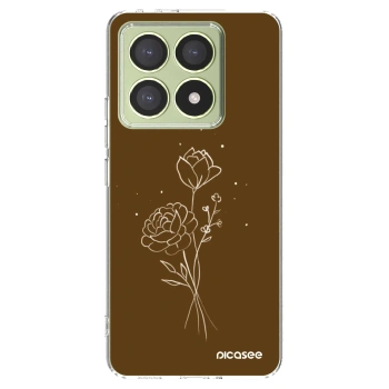 Picasee silikonski prozorni ovitek za Xiaomi 14T - Brown flowers