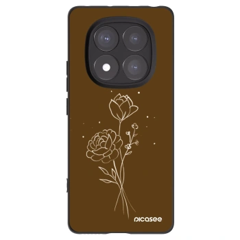 Picasee silikonski črni ovitek za Xiaomi Redmi Note 14 Pro 5G - Brown flowers