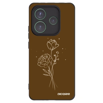 Picasee silikonski črni ovitek za Xiaomi Redmi Note 14 5G - Brown flowers