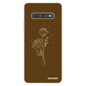 Picasee silikonski prozorni ovitek za Samsung Galaxy S10 Plus G975 - Brown flowers