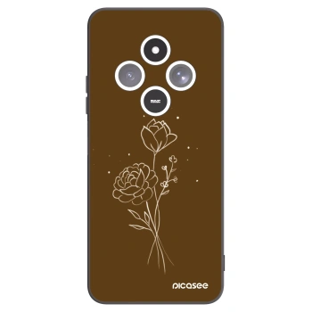 Picasee silikonski črni ovitek za Xiaomi Redmi 14C - Brown flowers