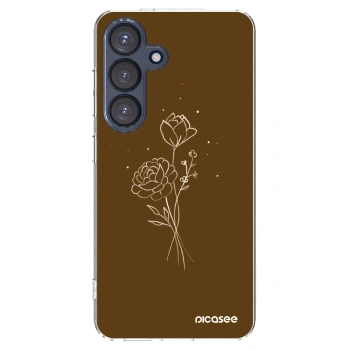 Picasee silikonski prozorni ovitek za Samsung Galaxy S25 5G - Brown flowers