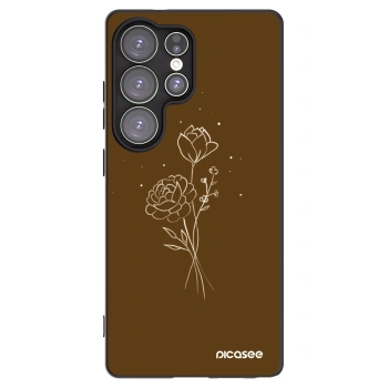 Picasee silikonski črni ovitek za Samsung Galaxy S25 Ultra 5G - Brown flowers