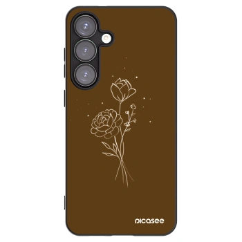 Picasee silikonski črni ovitek za Samsung Galaxy S25+ 5G - Brown flowers