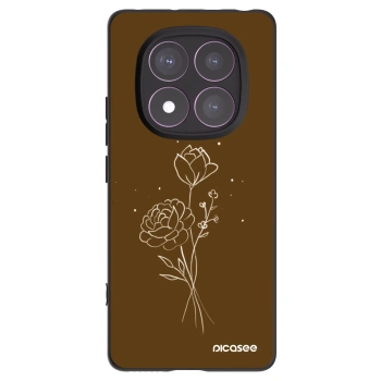 Picasee silikonski črni ovitek za Xiaomi Redmi Note 14 Pro 4G - Brown flowers