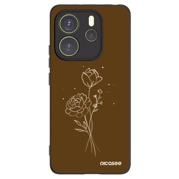 Picasee silikonski črni ovitek za Xiaomi Redmi Note 14 4G - Brown flowers