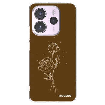 Picasee silikonski prozorni ovitek za Xiaomi Redmi Note 14 4G - Brown flowers