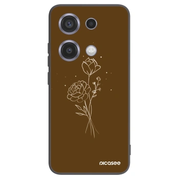 Picasee silikonski črni ovitek za Xiaomi Redmi Note 14S - Brown flowers