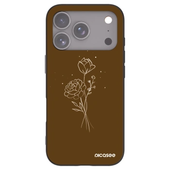 Picasee silikonski črni ovitek za Apple iPhone 17 Pro - Brown flowers