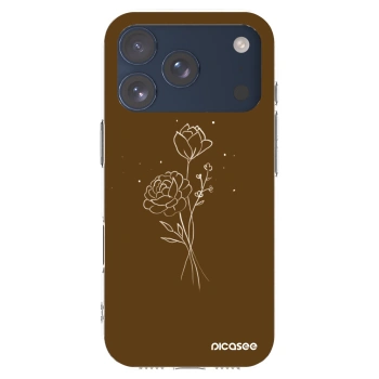 Picasee silikonski prozorni ovitek za Apple iPhone 17 Pro - Brown flowers