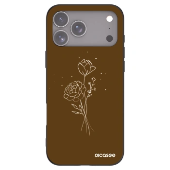 Picasee silikonski črni ovitek za Apple iPhone 17 Pro Max - Brown flowers