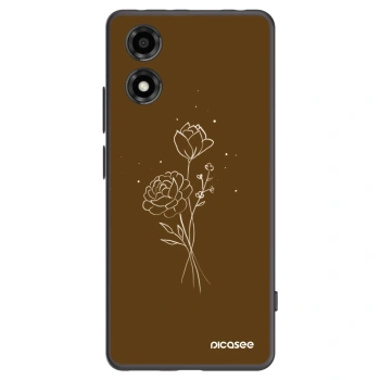 Picasee silikonski črni ovitek za Motorola Moto E14 - Brown flowers