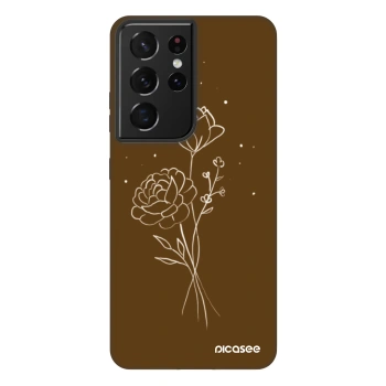 Picasee Fashion Case za Samsung Galaxy S21 Ultra 5G G998B - Brown flowers