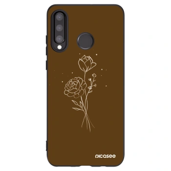 Picasee silikonski črni ovitek za Huawei P30 Lite - Brown flowers