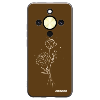Picasee silikonski črni ovitek za Honor Magic8 Lite 5G - Brown flowers