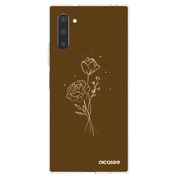 Picasee silikonski prozorni ovitek za Samsung Galaxy Note 10 N970F - Brown flowers