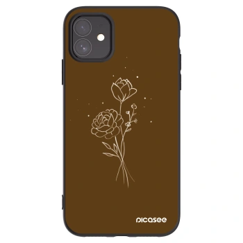 Picasee silikonski črni ovitek za Apple iPhone 11 - Brown flowers