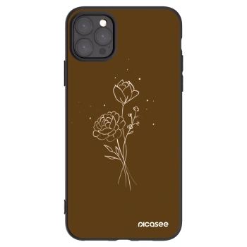 Picasee silikonski črni ovitek za Apple iPhone 11 Pro Max - Brown flowers