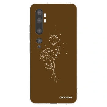 Picasee silikonski prozorni ovitek za Xiaomi Mi Note 10 (Pro) - Brown flowers