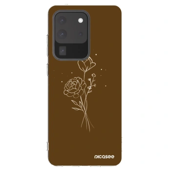 Picasee silikonski prozorni ovitek za Samsung Galaxy S20 Ultra 5G G988F - Brown flowers