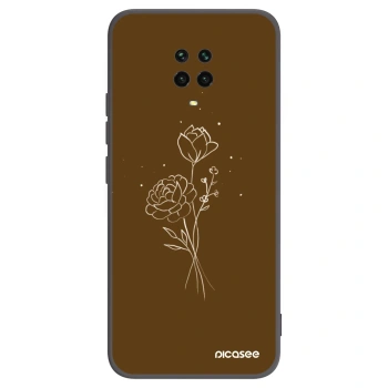 Picasee silikonski črni ovitek za Xiaomi Redmi Note 9 Pro - Brown flowers