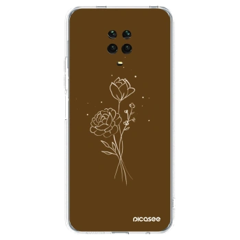 Picasee silikonski prozorni ovitek za Xiaomi Redmi Note 9S - Brown flowers