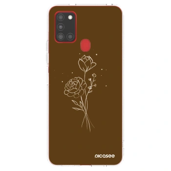 Picasee silikonski prozorni ovitek za Samsung Galaxy A21s - Brown flowers