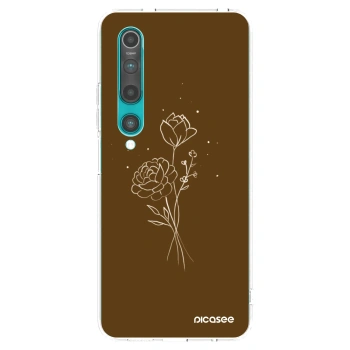 Picasee silikonski prozorni ovitek za Xiaomi Mi 10 - Brown flowers
