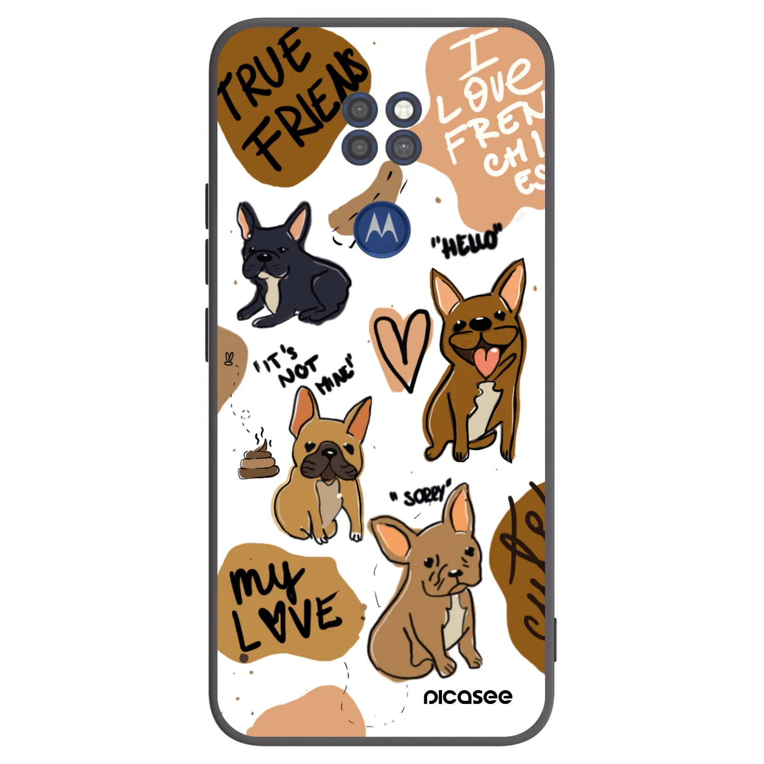 Picasee silikonski črni ovitek za Motorola Moto G9 Play - Frenchies