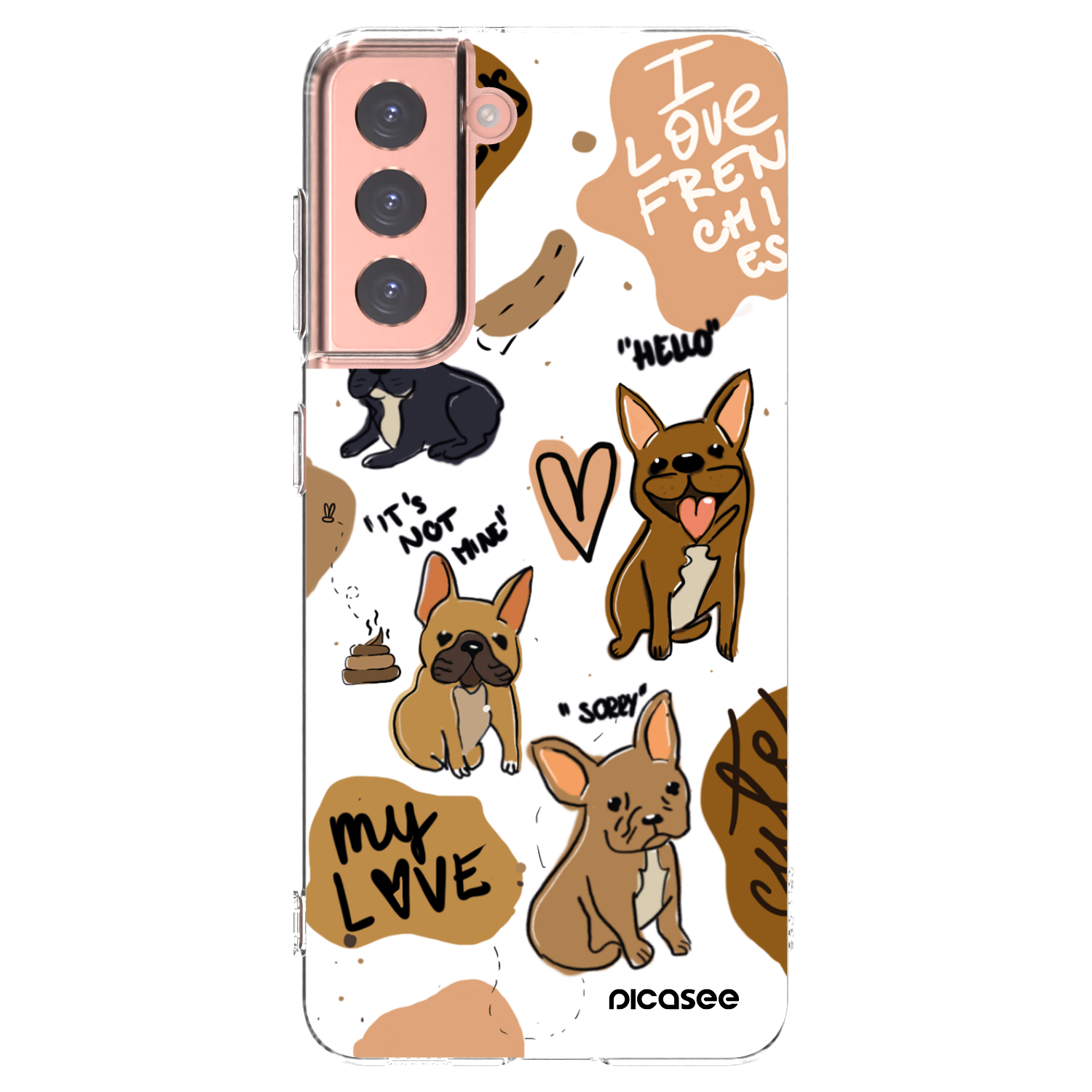 Picasee silikonski prozorni ovitek za Samsung Galaxy S21 5G G991B - Frenchies