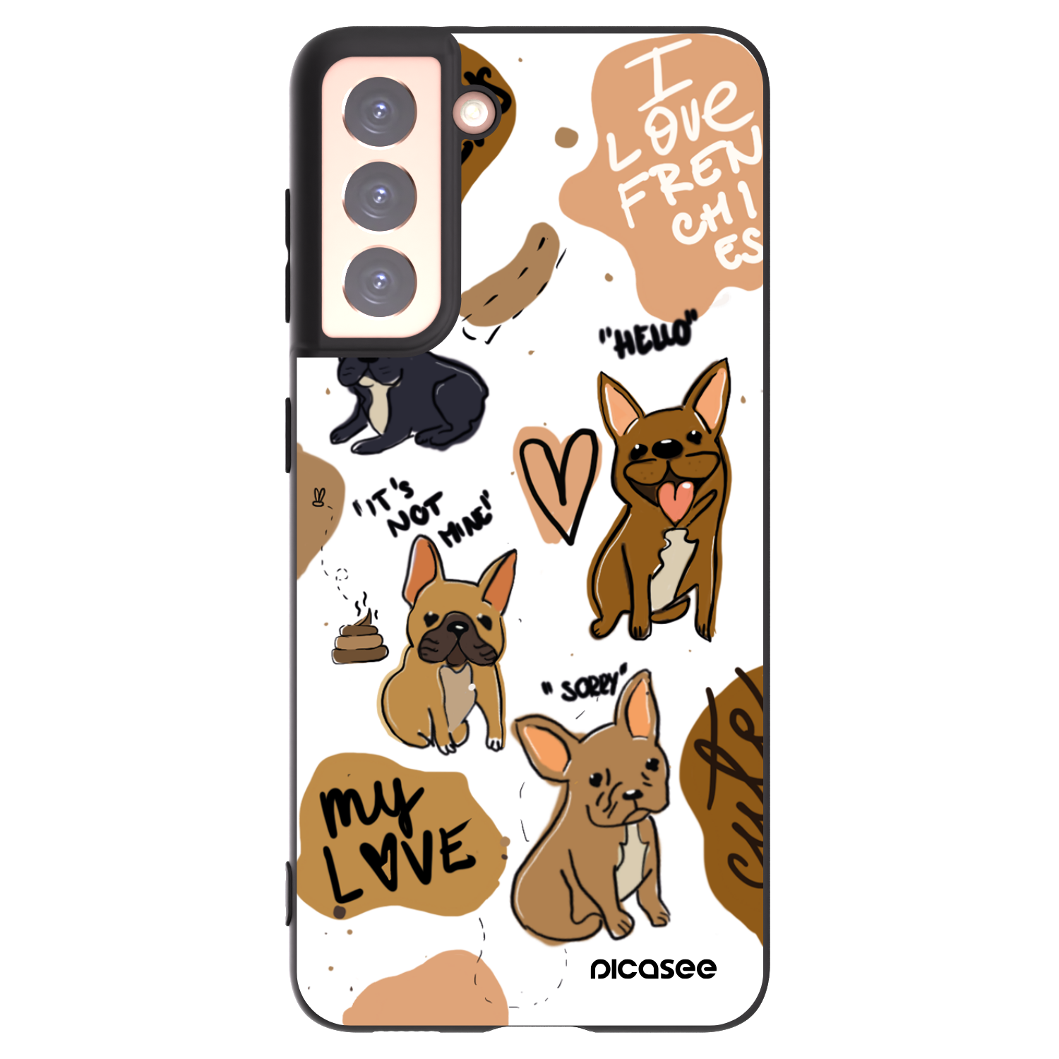 Picasee silikonski črni ovitek za Samsung Galaxy S21 5G G991B - Frenchies