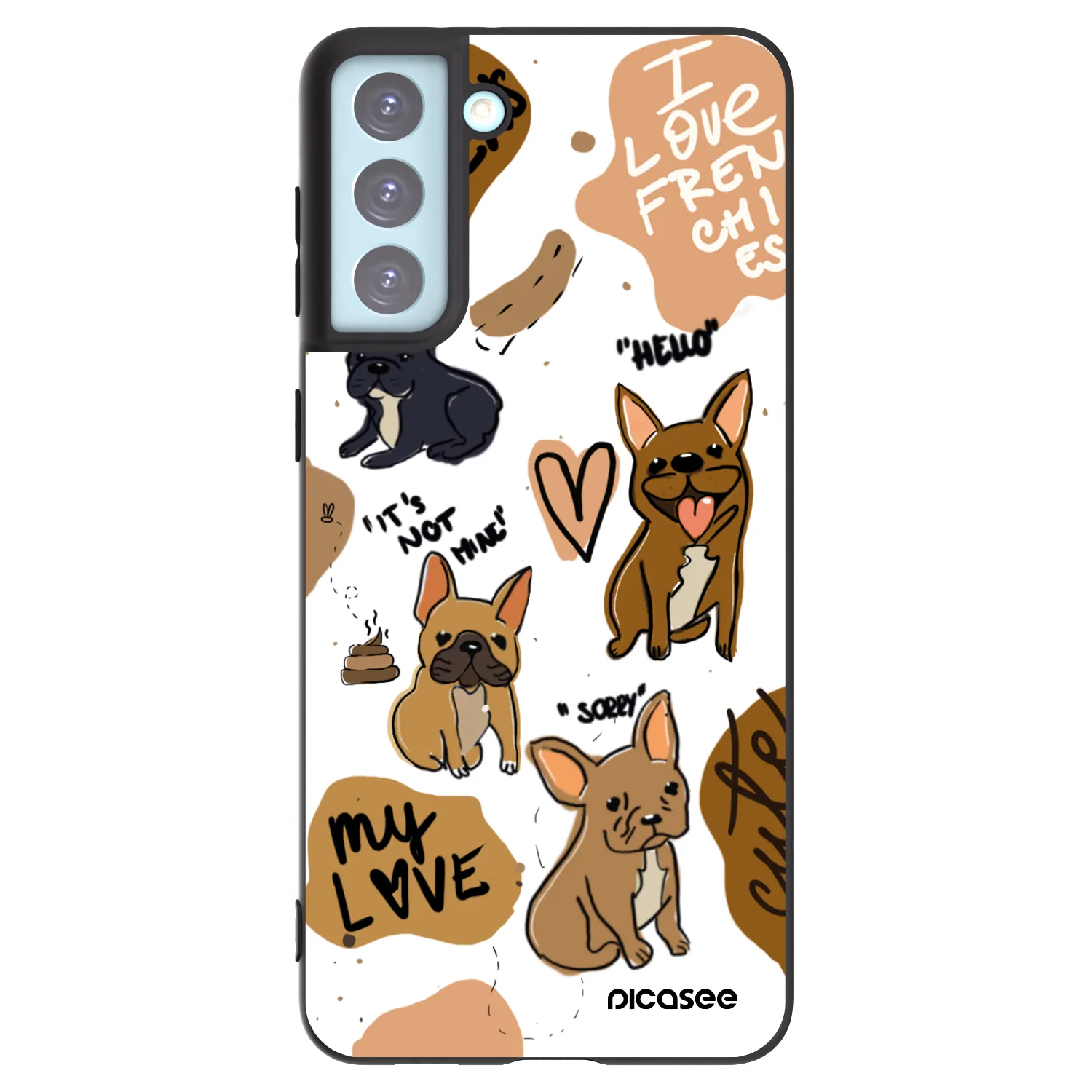 Picasee silikonski črni ovitek za Samsung Galaxy S21+ 5G G996F - Frenchies