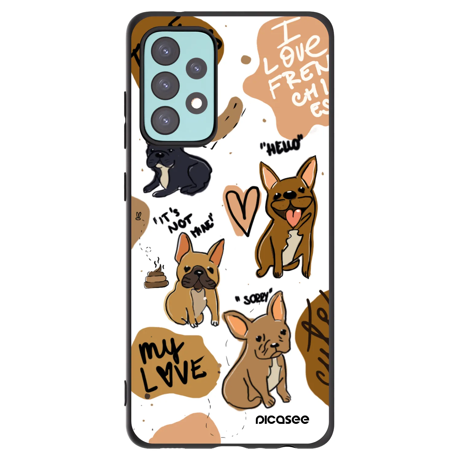 Picasee silikonski črni ovitek za Samsung Galaxy A72 A725F - Frenchies