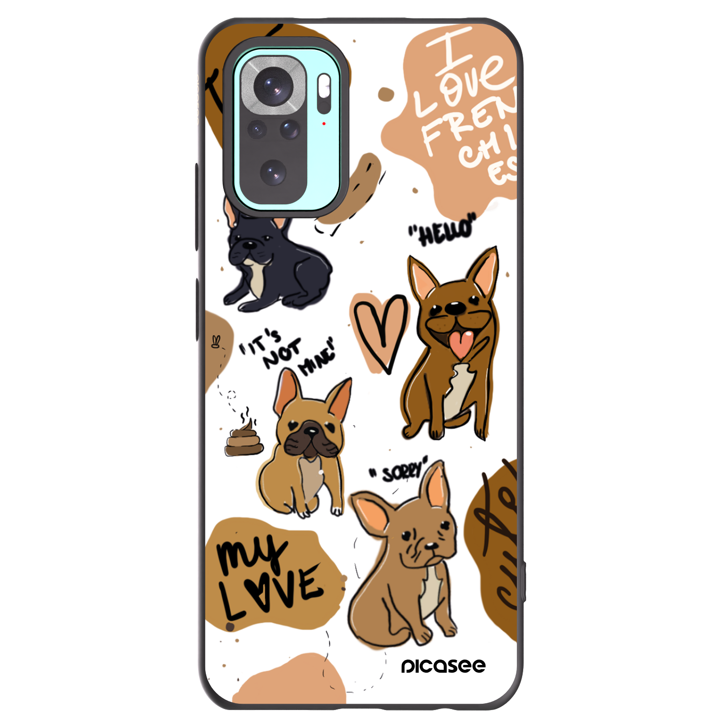 Picasee silikonski črni ovitek za Xiaomi Redmi Note 10 Pro - Frenchies