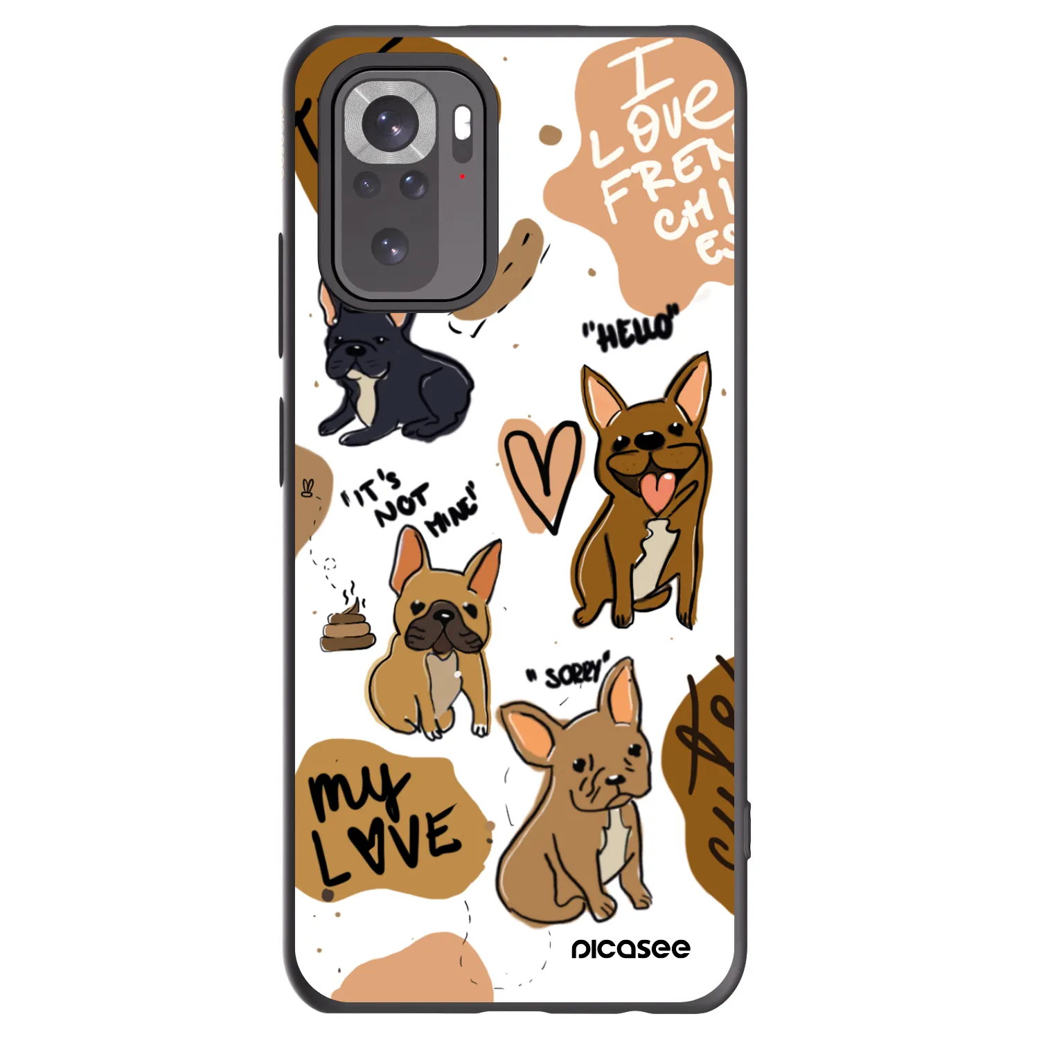 Picasee silikonski črni ovitek za Xiaomi Redmi Note 10S - Frenchies