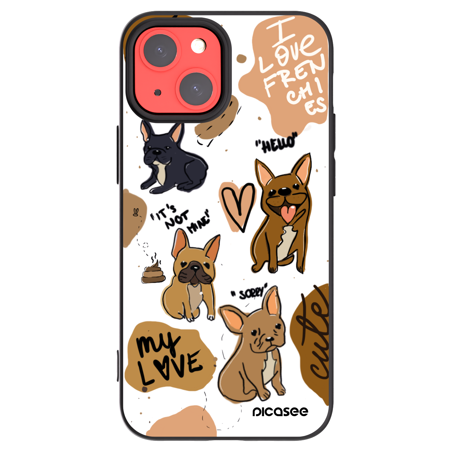 Picasee silikonski črni ovitek za Apple iPhone 13 mini - Frenchies