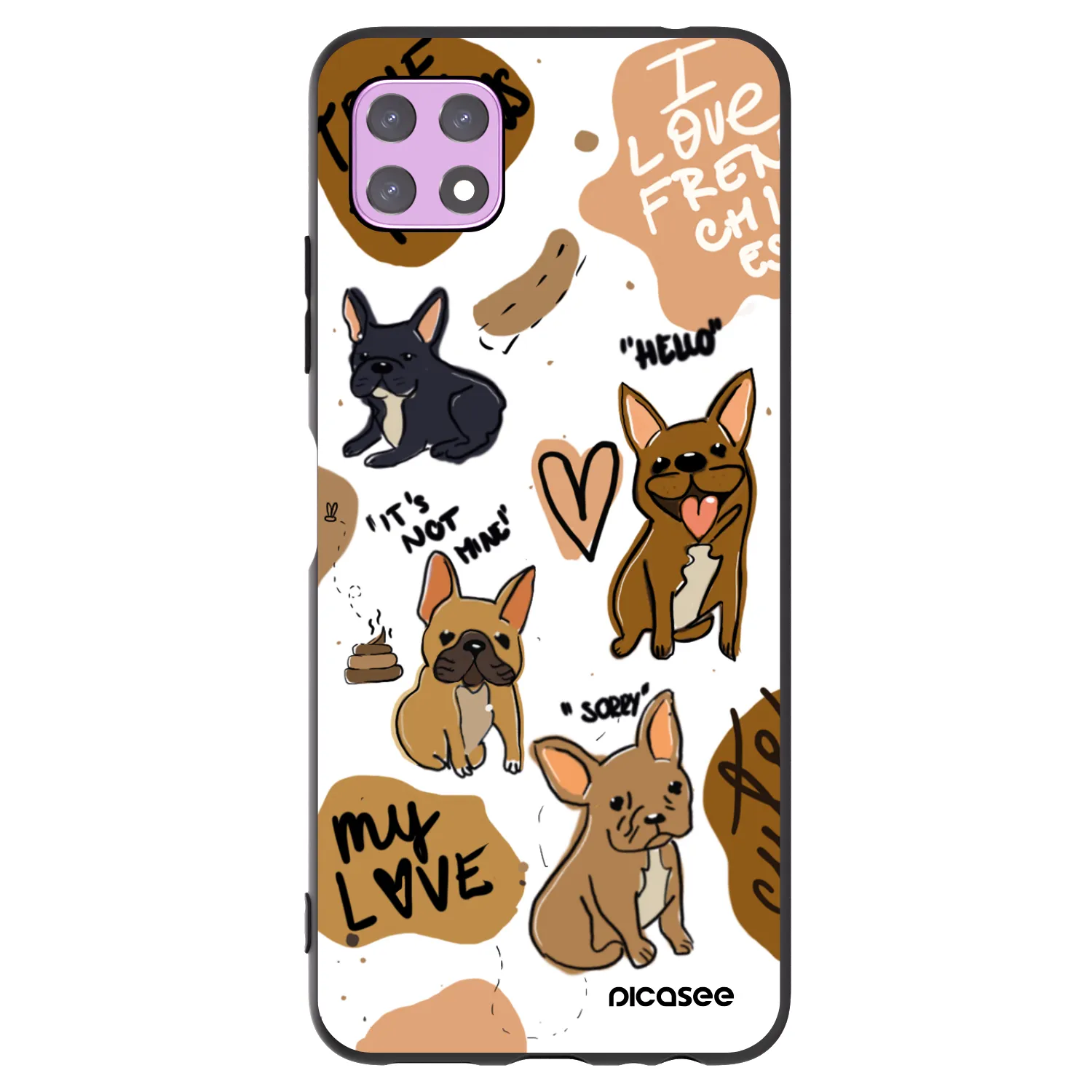 Picasee silikonski črni ovitek za Samsung Galaxy A22 A226B 5G - Frenchies