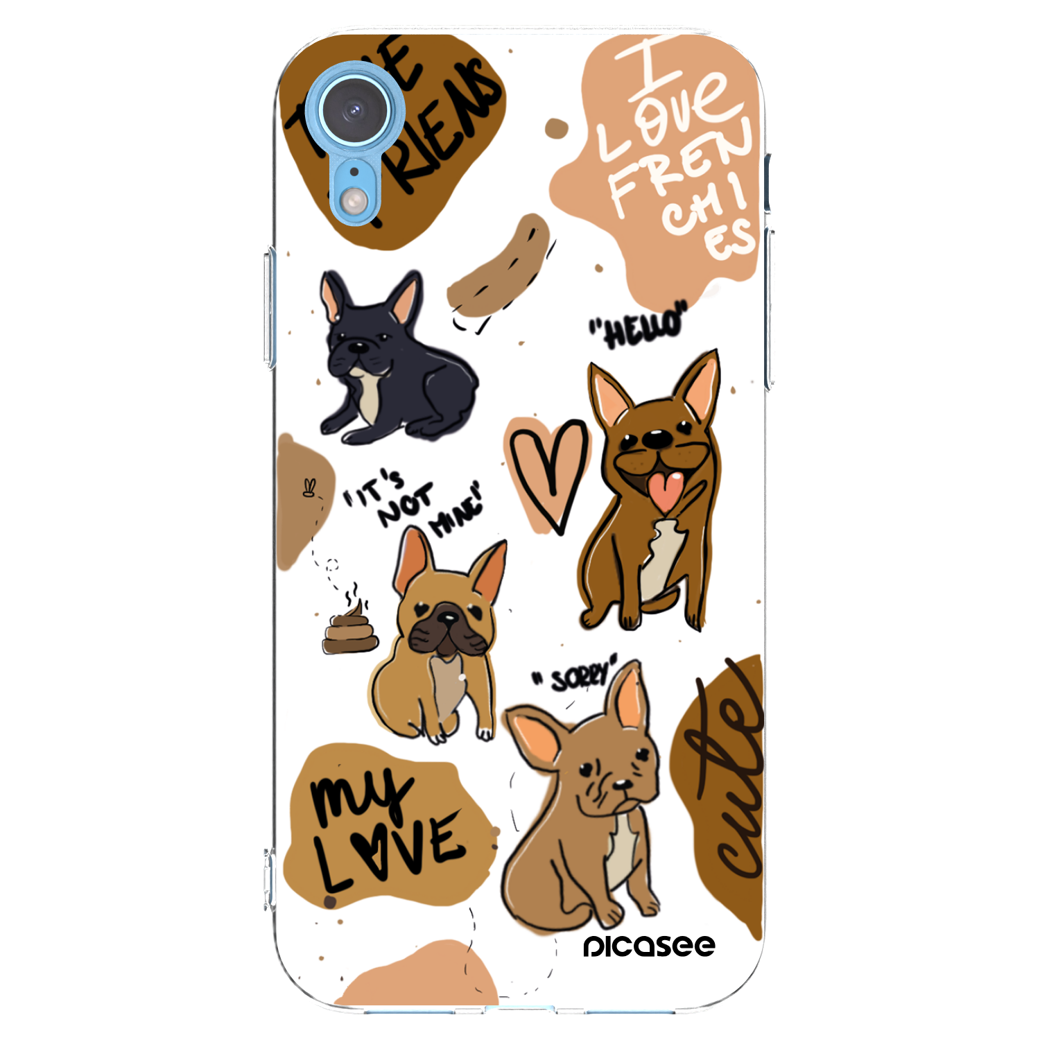 Picasee silikonski prozorni ovitek za Apple iPhone XR - Frenchies