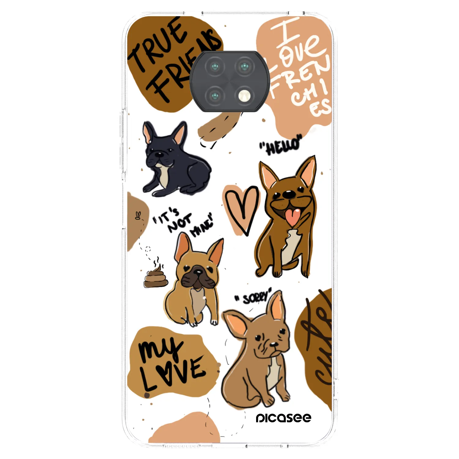 Picasee silikonski prozorni ovitek za Xiaomi Redmi Note 9T - Frenchies