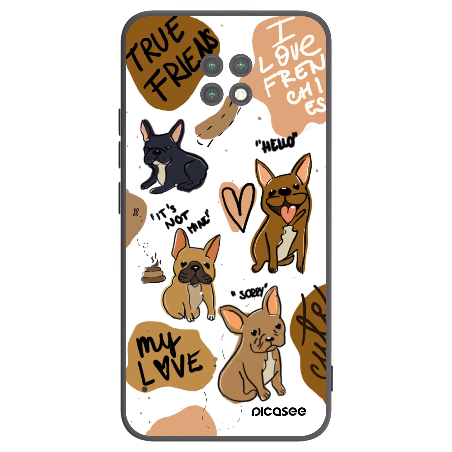 Picasee silikonski črni ovitek za Xiaomi Redmi Note 9T - Frenchies