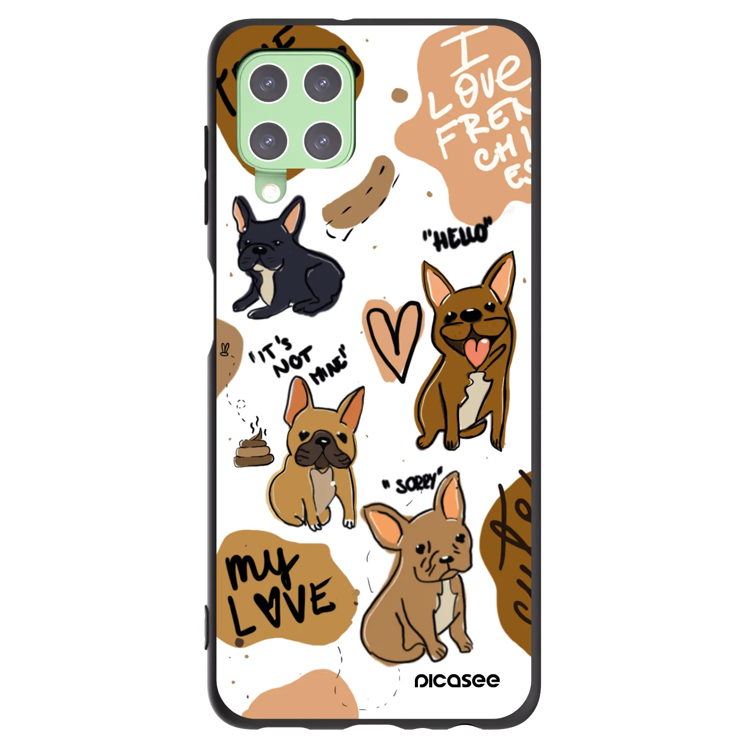 Picasee silikonski črni ovitek za Samsung Galaxy A22 A225F 4G - Frenchies