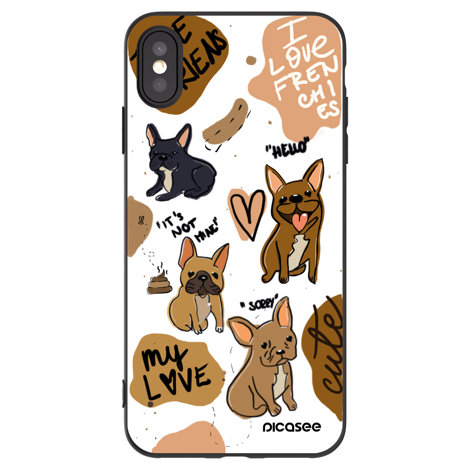 Picasee silikonski črni ovitek za Apple iPhone XS Max - Frenchies
