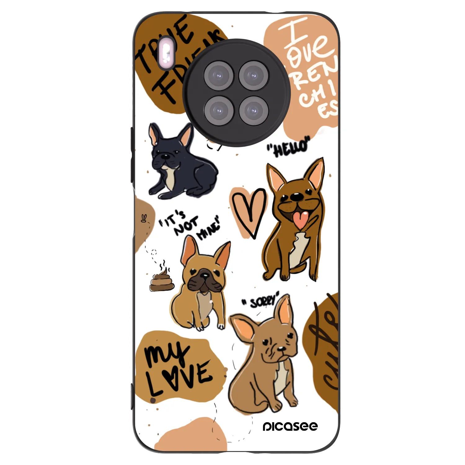 Picasee silikonski črni ovitek za Huawei Nova 8i - Frenchies