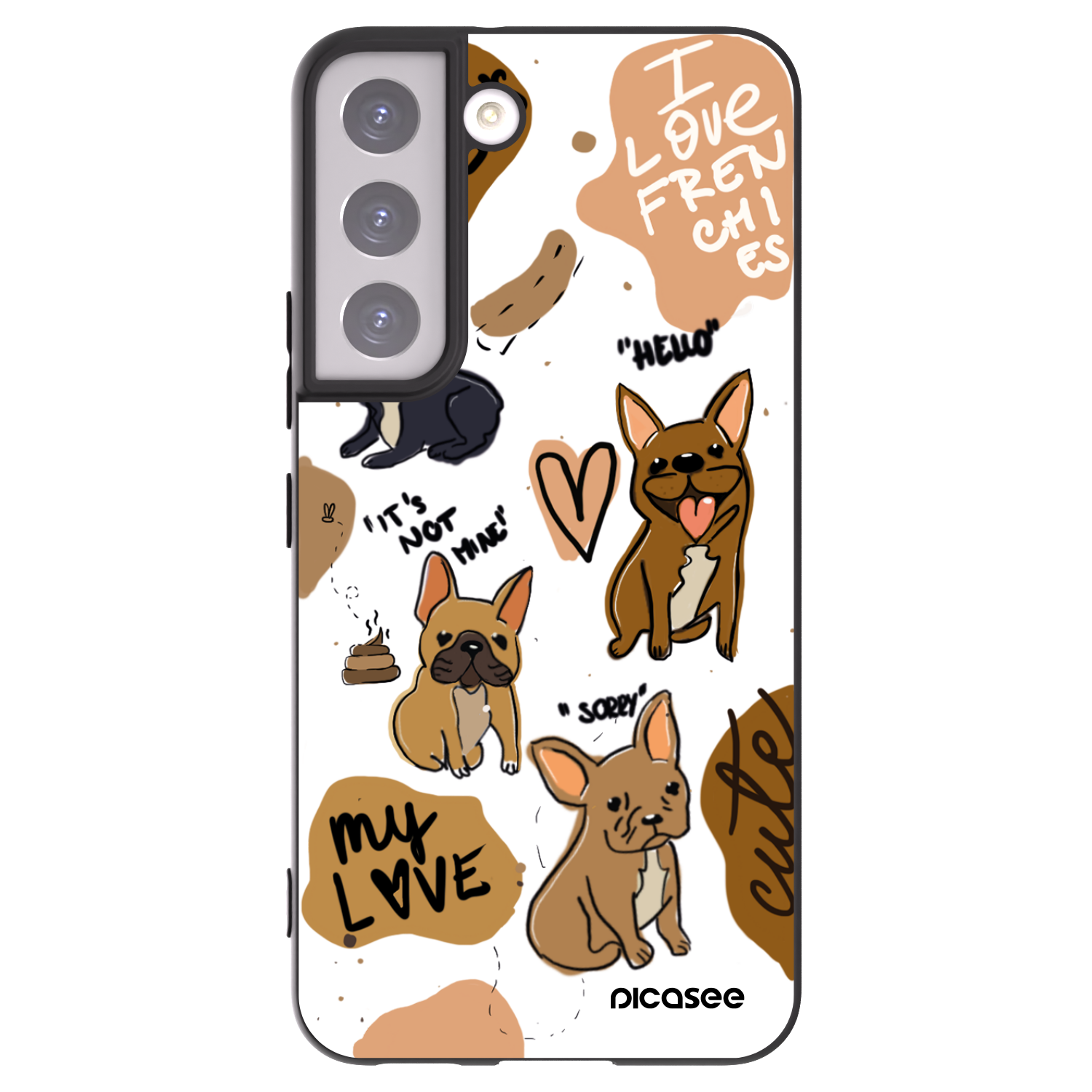 Picasee silikonski črni ovitek za Samsung Galaxy S22 5G - Frenchies