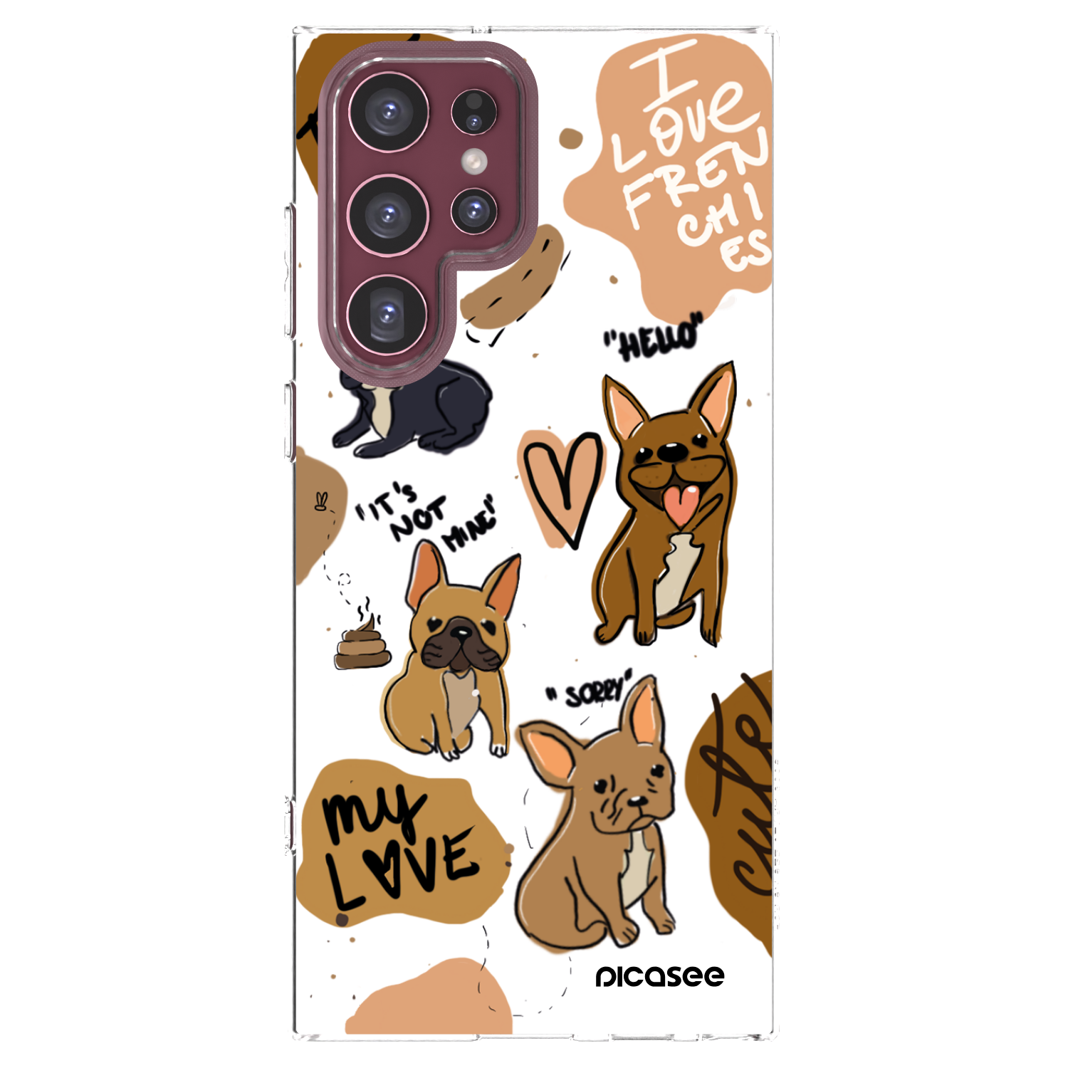 Picasee silikonski prozorni ovitek za Samsung Galaxy S22 Ultra 5G - Frenchies