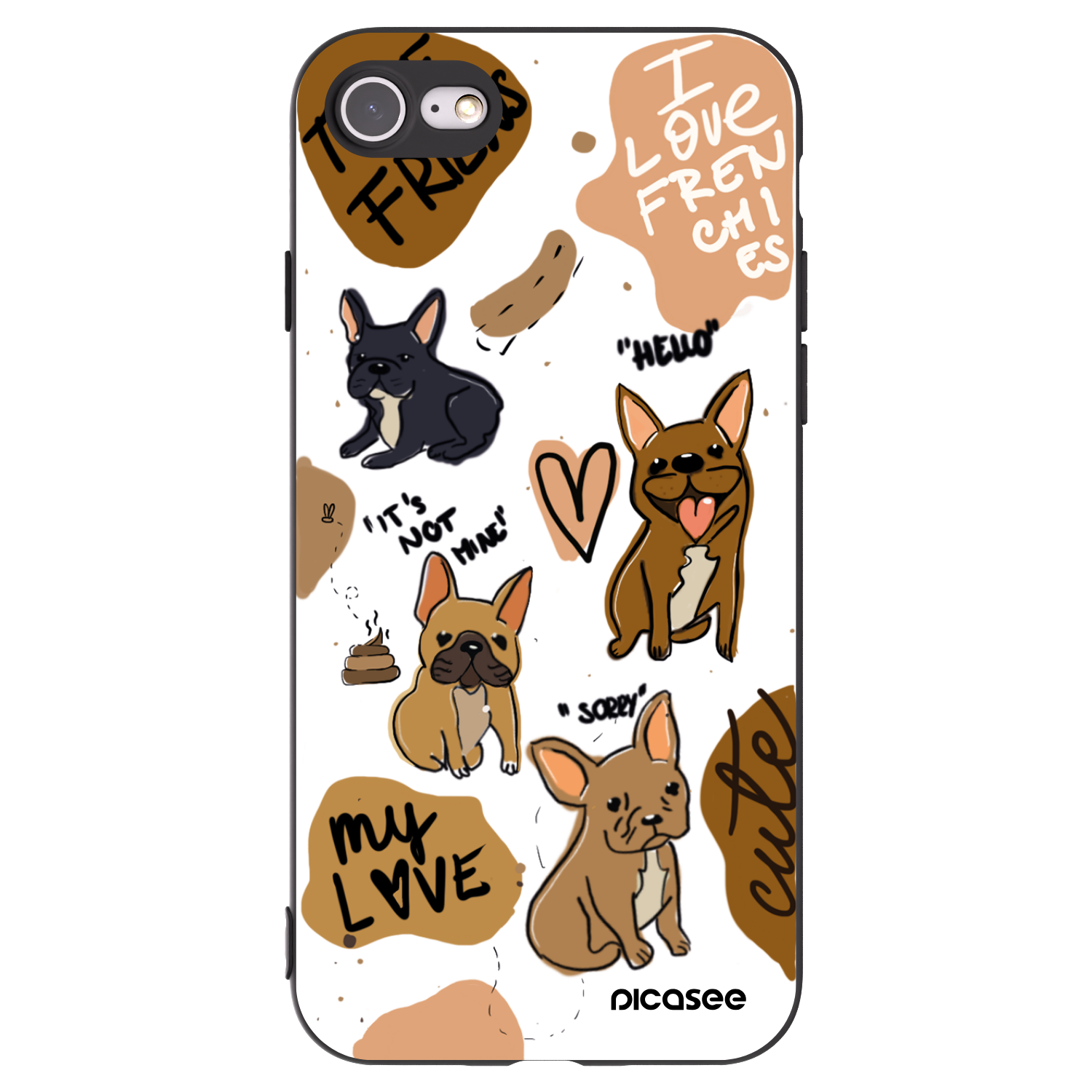 Picasee silikonski črni ovitek za Apple iPhone SE 2022 - Frenchies