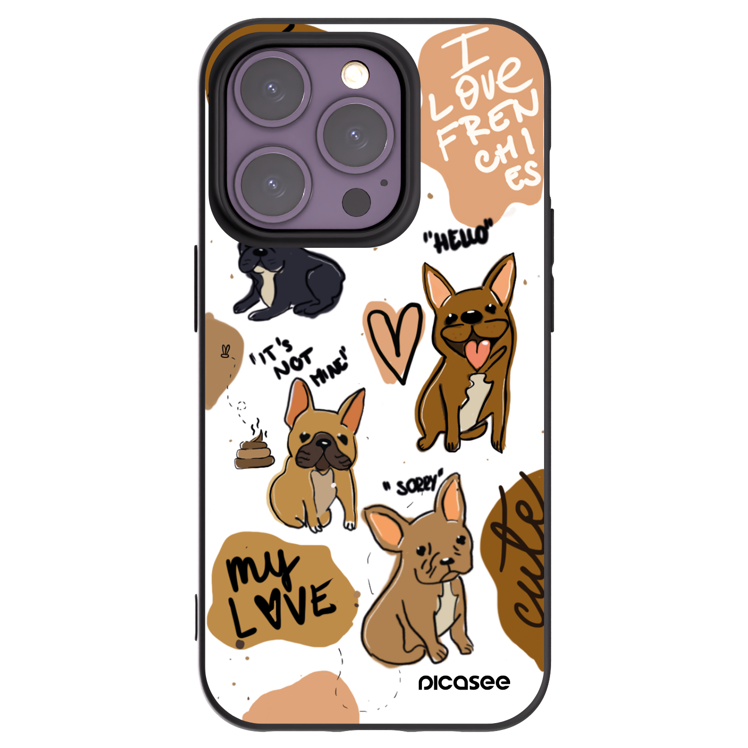 Picasee silikonski črni ovitek za Apple iPhone 14 Pro - Frenchies