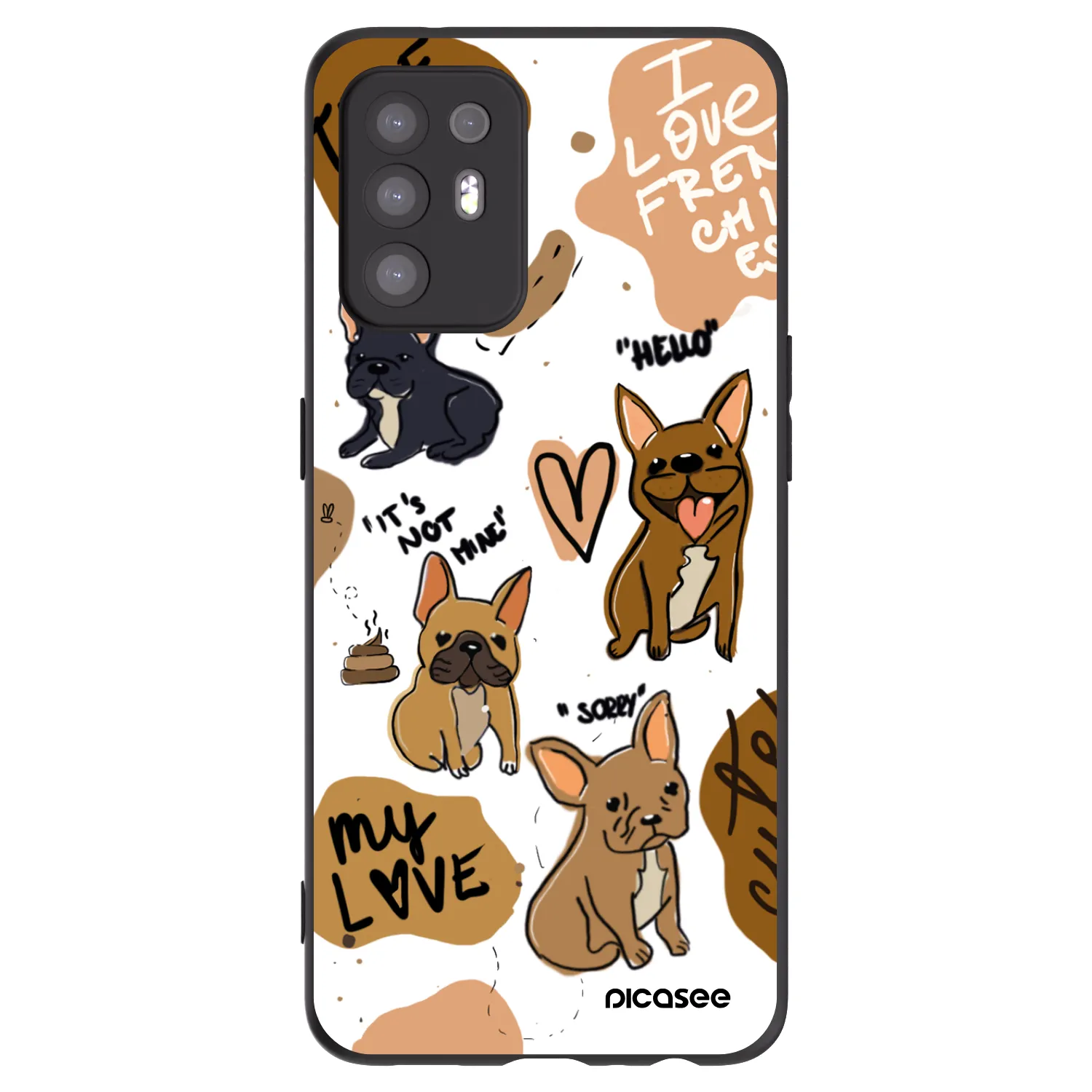 Picasee silikonski črni ovitek za OPPO A94 5G - Frenchies